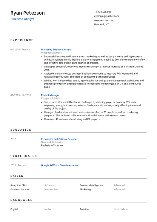 Back End Developer Resume Example