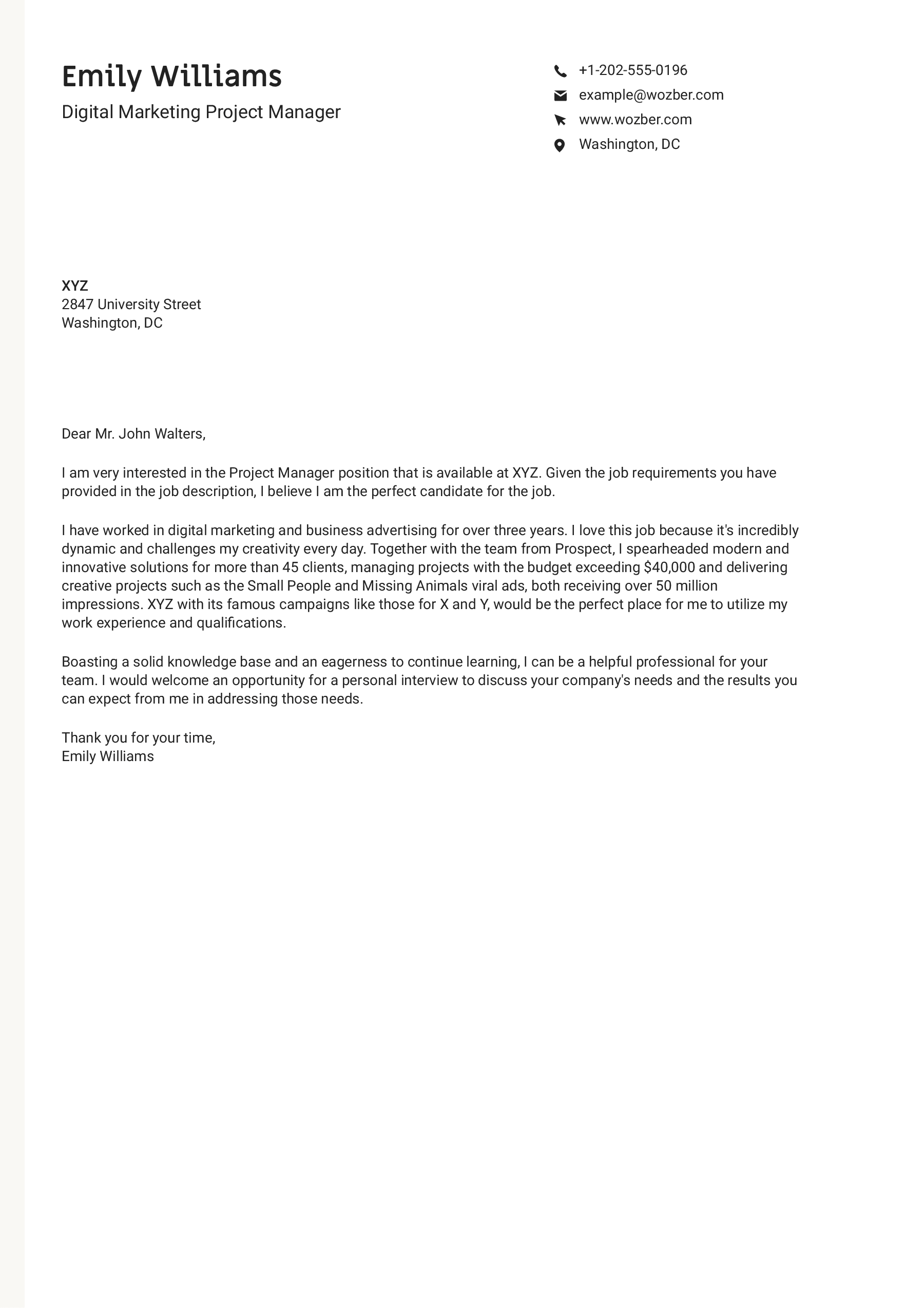cover letter for large company