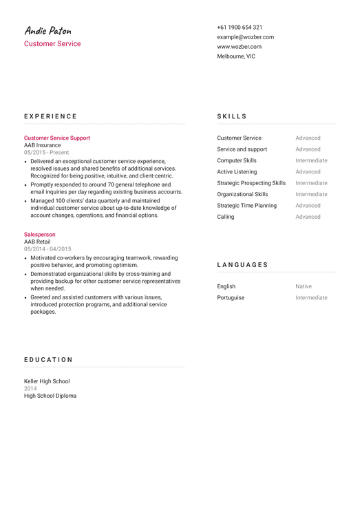 Modern CV Examples | Wozber