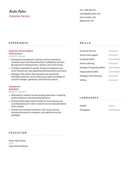 Modern CV Examples | Wozber