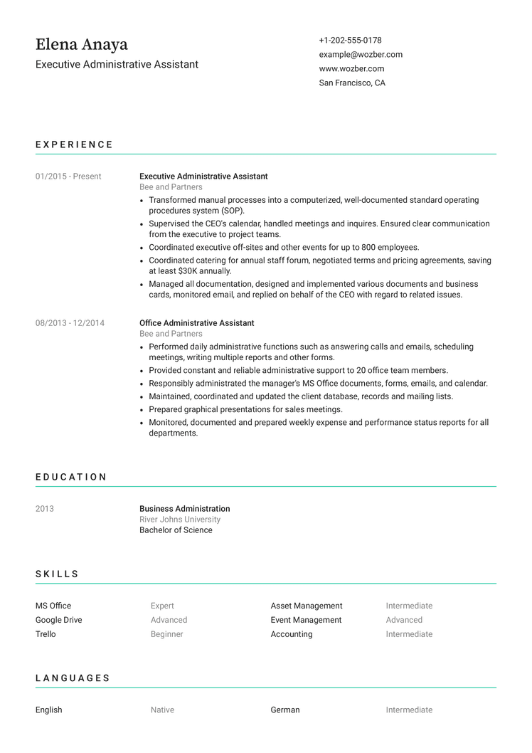 Modern CV Examples | Wozber