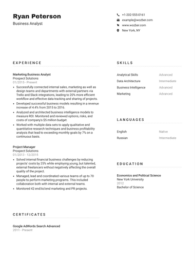Custom CV Template Example #3
