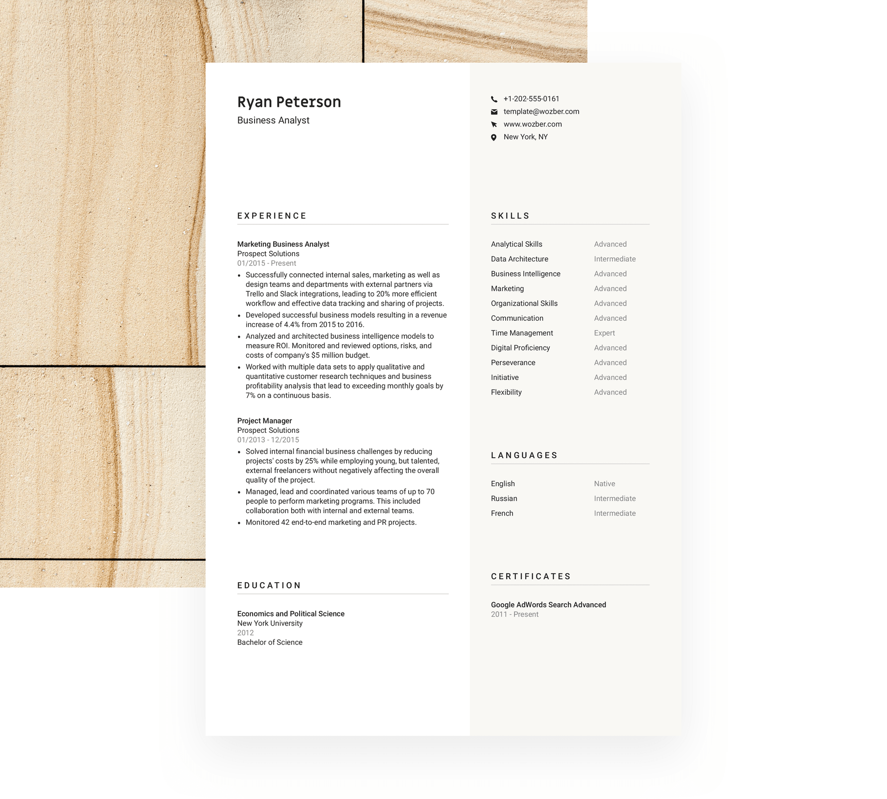 Free Resume Template #13 | Wozber