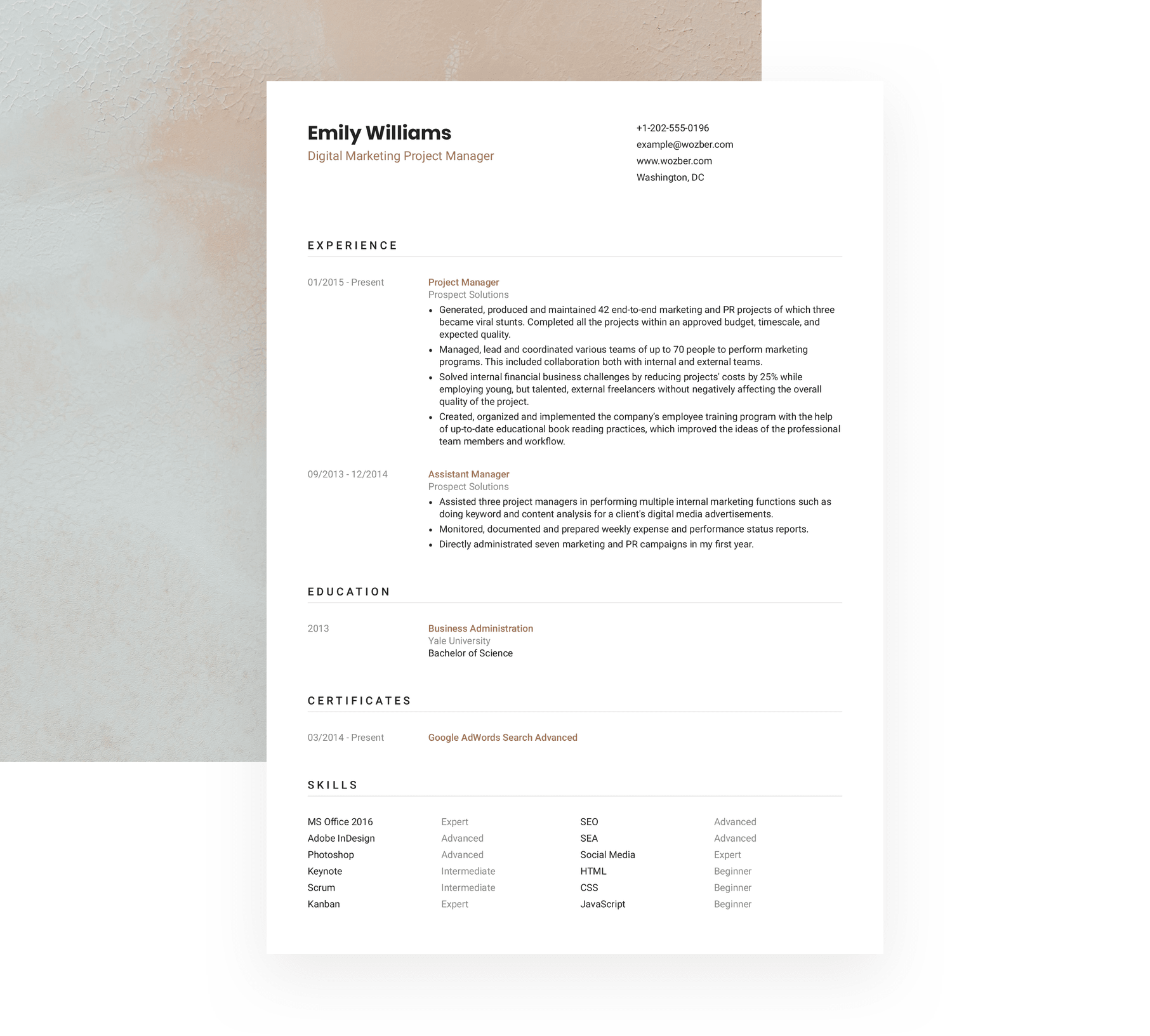 Free Resume Template #6 | Wozber